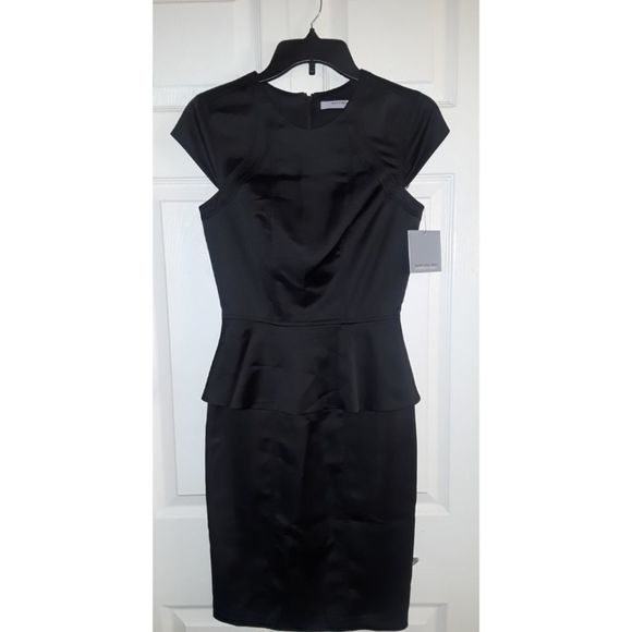 Andrew Marc Black Peplum Midi Dress - Picture 2 of 4